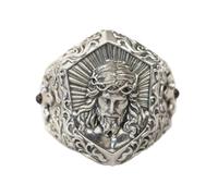 925 Sterling Silver Suffering Jesus Christ Biker Ring TA459A UK Size P½~Z5 (UK Z+4 (73.6mm))