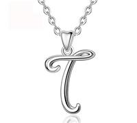 925 Sterling Silver T Letter Name Pendant Necklace For Women Man Fashion Personalized T Fine Jewelry