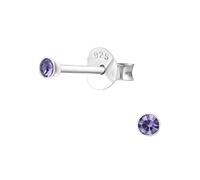 925 Sterling Silver Tanzanite Crystal Stud Earrings - Hypoallergenic Minimalist Round Earrings for Woman & Girls, Tiny 2mm Stacking Studs, Everyday Wear - I love silver jewellery