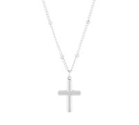 925 Sterling Silver Tiny Cross Necklace For Women, Dainty Prayer Religious CZ Pendant Sideways