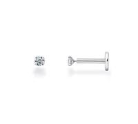 925 Sterling Silver Tragus Helix Piercing Jewelry, Cartilage Earrings for Women, Flat Back Small Diamond Stud Earrings for Sensitive Ears