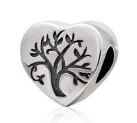 925 Sterling Silver Tree of Life Charm Love Charm Heart Charm Family Charm for Pandora Charm Bracelet (A)