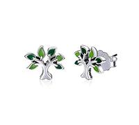 925 Sterling Silver Tree Of Life Stud Earrings Tree Leaves Leaf Earrings For Women Fashion Silver Jewelry