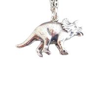 925 sterling silver triceratops dinosaur necklace. extinct animal charm. prehistoric ancient life. paleontologist gift fossil science pendant | with 18 inch chain |silver plated |LK_PNK_03071