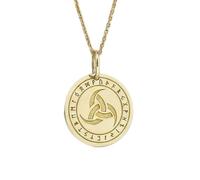 925 Sterling Silver Trinity Knot Pendant Necklace, 25mm |LK_NLC_00006 | round celtic knot rune engraved medallion, gold plated, 18 inch cable chain, 1.5mm thick, celtic symbol