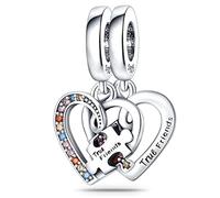 925 Sterling Silver True Friends Puzzle Piece Hearts Dangle Bead Charms For Pandora Bracelets Charms Necklace | Cubic Zirconia Charm | Gift Boxed