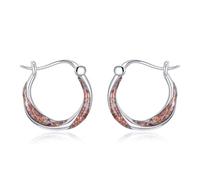 925 Sterling Silver Twisted Opal Hoop Earrings for Women
