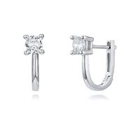 925 Sterling Silver Vintage Earrings, Silver Cute Hoop Earrings with Cubic Zirconia Omega-Back Nickel Free Earrings for Women