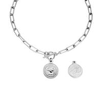 925 Sterling Silver Vintage Toggle Necklaces Women Men, Punk Thick Chain Necklace - Queen Elizabeth Round Coin Charm, OT Buckle Clasp For Christmas Birthday Gifts