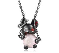 925 Sterling Silver Violent Doll Rabbit Pink Crystal Ball Broken Skull Face Pendant With Necklace Birthday Jewelry Gifts Women