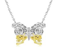 925 Sterling Silver Violent Doll Rabbit Pink Crystal Ball Broken Skull Face Pendant With Necklace Birthday Jewelry Gifts Women