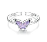 925 Sterling Silver Vivid Butterfly Open Ring, Exquisite Sweet Wedding Party Jewelry For Women