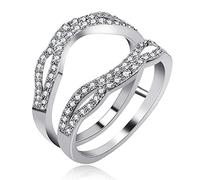 925 Sterling Silver Wedding Band Enhancer Guard Double Ring for Engagment Promise Anniversray Rings Y481 Size V1/2(64.6mm)