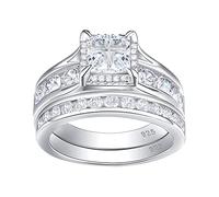 925 Sterling Silver Wedding Rings For Women Square Cross Cut Aaaaa Cubic Zircons Promised Bridal Ring Set Jewelry