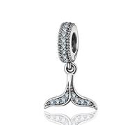 925 Sterling Silver Whale Charm Tail of Dolphin Charm Animal Charm Birthday Charm for Pandora Charm Bracelet (A)