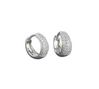925 Sterling Silver Wide Black Gothic Zircon Huggies Hoop Earrings For Women Fashion Wedding Ear Buckle Jewelry