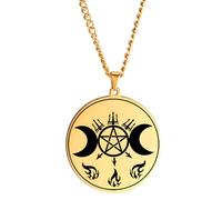 925 Sterling Silver Witchcraft Moon Phase Necklace for Women, Triple Pendant - Lilith Seal Amulet Crescent Jewelry