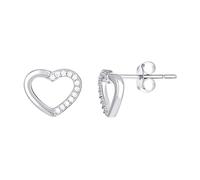 925 Sterling Silver Womens CZ Simulated Diamond Love Heart Stud Earrings 9.2x11.1mm Wide-Stud Earring for Women