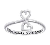 925 Sterling Silver Womens Enameled Two Hearts One Love-Hearts Ring 11.9mm Wide Size 9 Band Style-Ring for Women