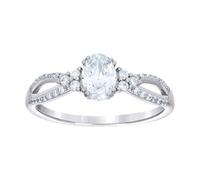 925 Sterling Silver Womens Oval Round Cubic Zirconia Fashion Engagement Ring 4x2.8mm Wide Size 5-Engagement-Ring for Women