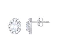 925 Sterling Silver Womens Oval Round Cubic Zirconia-Oval Stud Earrings 9.4x7.7mm Wide-Stud Earring for Women