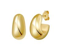 925 Sterling Silver Yellow Gold Plated Twisted Puff C Hoop Earrings With Push Back Clasp Hoop Earring for Women