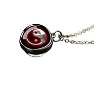 925 Sterling Silver Yin Yang Necklace for Men and Women, Classic Yin Yang Tai Chi Necklace Double Sided Glass Necklace, Yin and Yang Necklaces, Yin Yang Necklace for Men, Yin