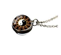 925 Sterling Silver Yin Yang Necklace for Men and Women, Classic Yin Yang Tai Chi Necklace Double Sided Glass Necklace, Yin and Yang Necklaces, Yin Yang Necklace for Men, Yin