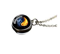925 Sterling Silver Yin Yang Necklace for Men and Women, Classic Yin Yang Tai Chi Necklace Double Sided Glass Necklace, Yin and Yang Necklaces, Yin Yang Necklace for Men, Yin