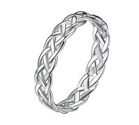 925 Sterlings Silver Celtic Knot Eternity Infinity Band Ring, High Polish Tarnish Resistant Engagement Wedding Band Stackable Ring 4mm for Women Girls Size 9