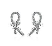 925 Stud Earrings for Women Girls,Fashion 925 Shiny Crystal Bowknot Female Gift Ladies Stud Earrings Jewelry No Girls/