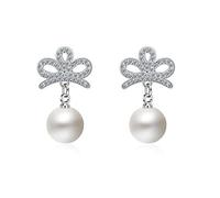 925 Stud Earrings for Women Girls,Fashion Imperial Crown Shiny Zircon Pearl 925 Ladies Stud Earrings Jewelry Gift/925