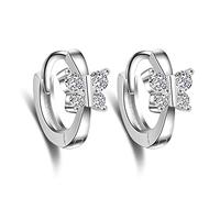 925 Stud Earrings for Women Girls,Stylish 925 Fashion Shiny Crystal Butterfly Ladies Stud Earrings Jewelry No Allergy/Clear