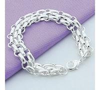 925 Three Row Round Charm Bracelet Bangle for Woman Gift