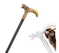 92cm Aluminum Alloy Double Festival Rehabilitation Training Cane, Brass Wolf King Crutch for Hiking, Trekking and Halloween Cosplay