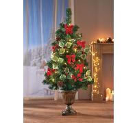 92Cm Battery Operated Led Christmas Tree With Bows & Bronze Effect Stand