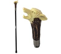 92cm Faux Antler Wolf Head Swagger Cane Walking Stick Decorative Accessory