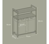 92L Dual Compartment Laundry Sorter with Shelves