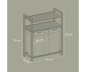 92L Dual Compartment Laundry Sorter with Shelves