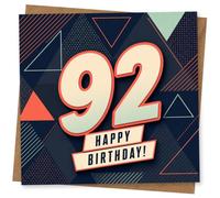 92nd Birthday Card for Her, Geometric Navy 92