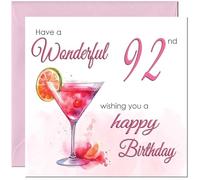 92nd Birthday Card for Women - Ladies Elegant Birthday Cards for 92 year old woman Ninety two Ninety Second Mum Sister Grandma Aunt Niece Nanny for her Mother Wife Girlfriend