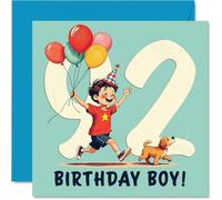 92nd Birthday Cards for Men - Balloon Boy - Happy Birthday Card for 92 Year Old Man Dad Husband Great Grandad Grandpa, 145mm Bday Greeting Cards