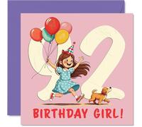 92nd Birthday Cards for Women - Balloon Girl - Happy Birthday Card for 92 Year Old Woman Grandma Auntie Gran Wife, 145mm Bday Greeting Cards