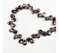 92pcs 8×10mm Light Brown Purple Aurora Teardrop Crystal Glass Beads for Jewelry Making, Faceted Crystal Glass Spacer Beads for Bracelet Earring Necklace DIY Craft(Light Brown Purple Aurora)