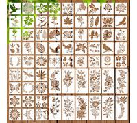 92Pcs Botanical Painting Stencils Set (80 Small 12 Large), Reusable Flower Stencil Wall Stencils for Painting, Nature Floral Butterfly Templates for Wood, Walls, Crafts Art Projects