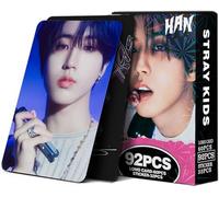 92PCS Stray Kids Photocards Stray Kids Member Cards New Album 60 SK Cards 32 Stickers Gift Set Mini Poster for Fans Gift (Han)