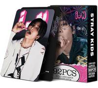 92PCS Stray Kids Photocards Stray Kids Member Cards New Album 60 SK Cards 32 Stickers Gift Set Mini Poster for Fans Gift (I.n)