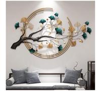 93 * 59cm,Luxury Metal Ginkgo Tree Leaf Wall Art, Creative Handmade Wall Sculpture, Nature Home Art Decoration Forhome Living Room Bedroom Kitchen Hotel