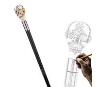 93.5cm Aluminum Alloy Double Festival Rehabilitation Training Cane, Pirate Musicians Skull Crutch for Hiking, Trekking and Halloween Cosplay