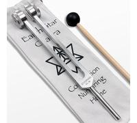 93.96Hz Schumann Weighted Tuning Fork with Earth Star Engram - Carry Bag and Striker - Sound Healing Instruments and Biofield Harmonization - Chakra Alignment - Vibration Therapy Tools | Silver